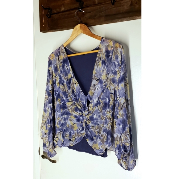 "Tyler Kim" blue blouse - Picture 1 of 4